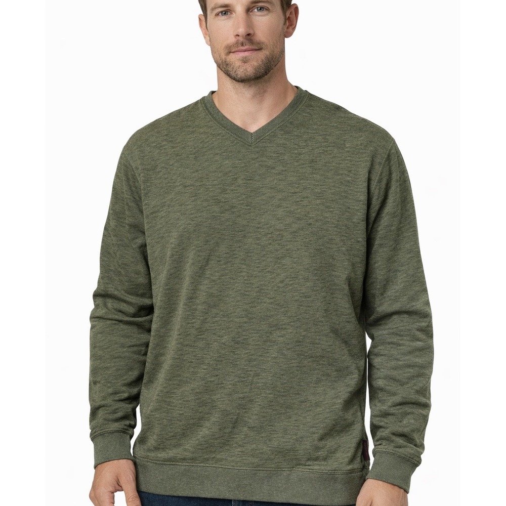 Duluth Trading Co Men's XL V-Neck Sweatshirt Relaxed Fit Brown Pullover Sweater